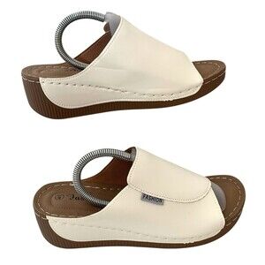 Fashion Open-Toe Clogs Womens Size 10 Cream Leather Slide-In New w/o Tags